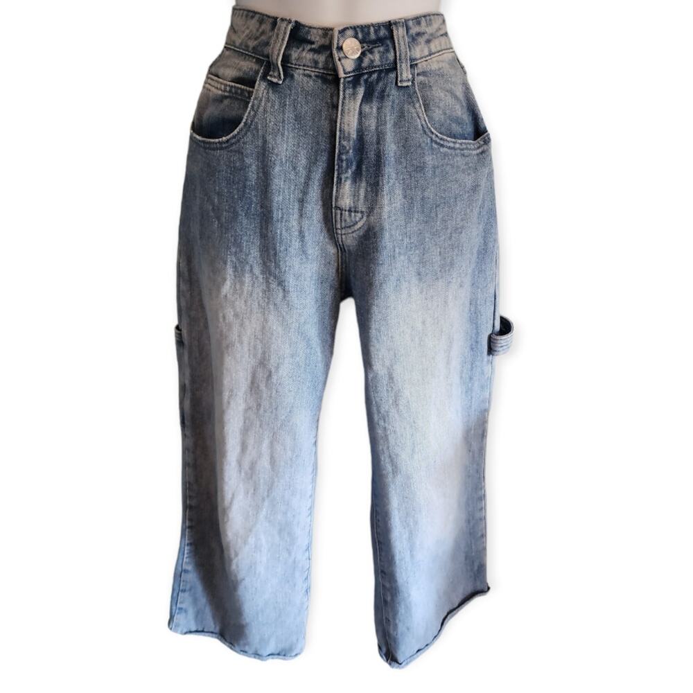 Delia's by Dolls Kill Cropped Wide Leg Carpenter Jeans High Rise Size Small